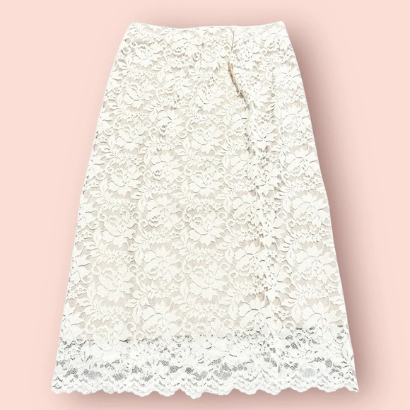 NWT Skies are Blue• Cream and nude lace midi skirt size extra small XS NEW - Picture 2 of 14